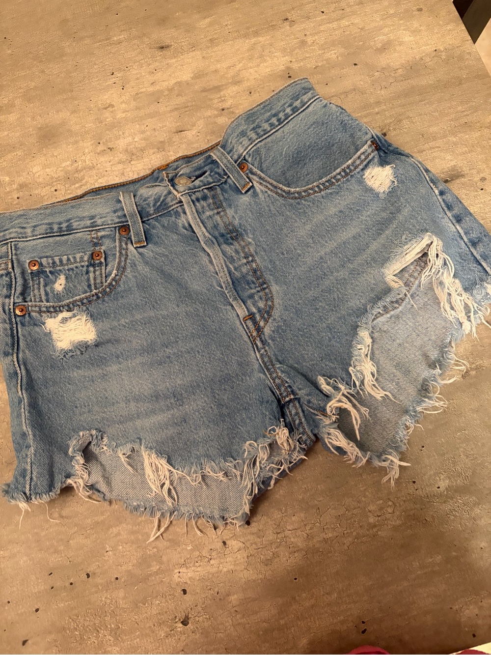 Levi's 501 Light Blue Distressed Denim Cutoff Shorts Size 27 Like New